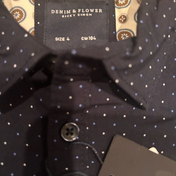 Denim & Flower Black and White button up Polka Dot patternBoy's size 4 Shirt NWT - Picture 2 of 3